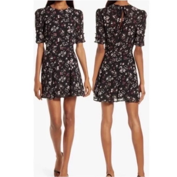 Reformation Jolene mini dress size 8 black floral minidress - Picture 2 of 8